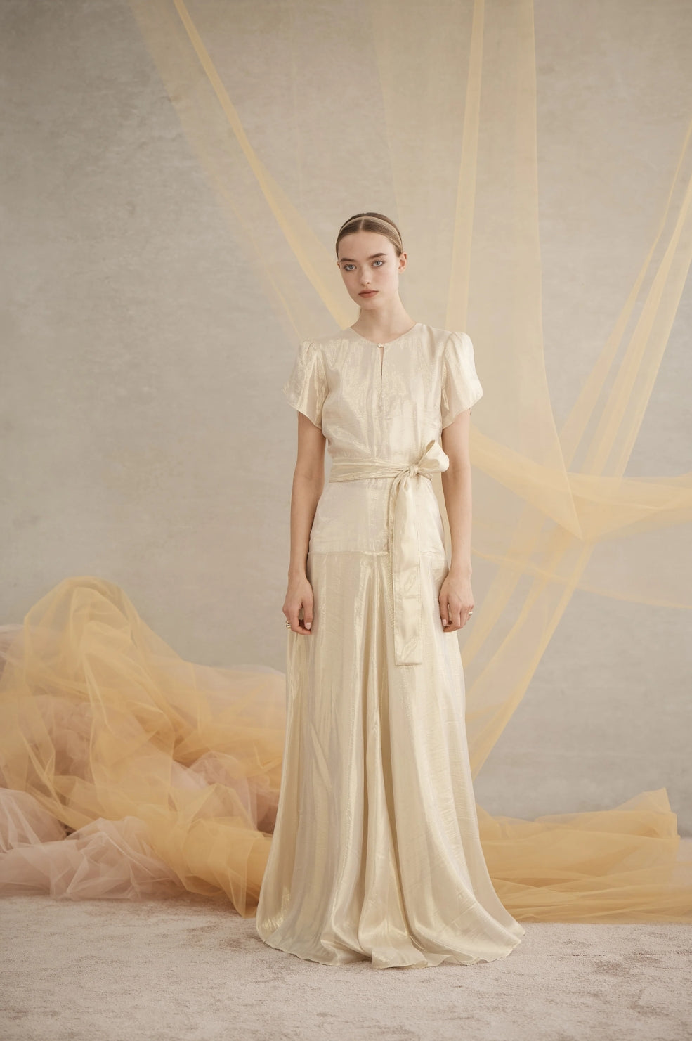 Isabella Silk Maxi Dress | Gold Foil