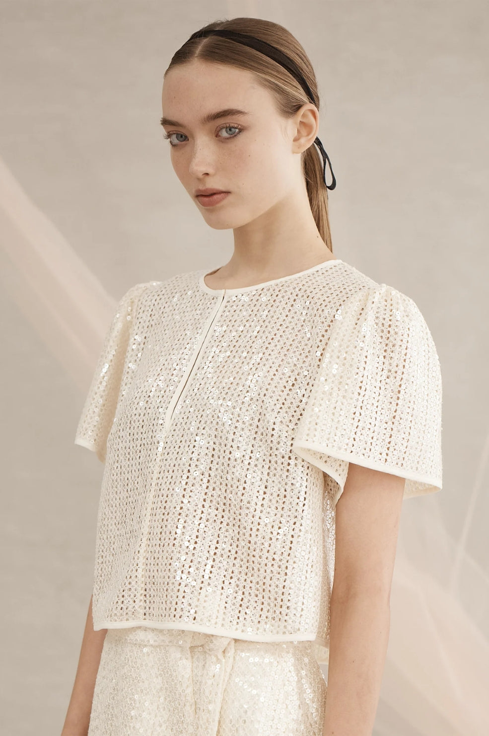 Alba Sequin Top | Ivory