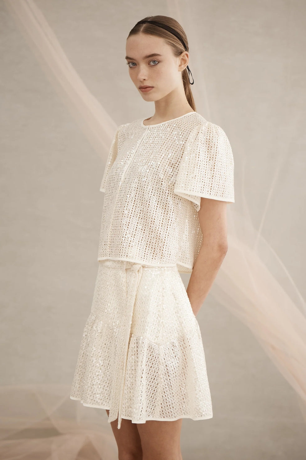 Alba Sequin Top | Ivory
