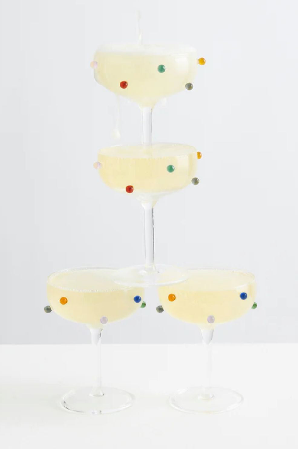 2 x Pomponette Champagne Coupes | Clear & Multi