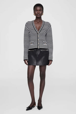 Gwen Cardigan | Black and Ivory Stripe