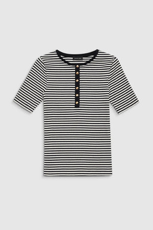Alessia Tee | Cream and Black Stripe