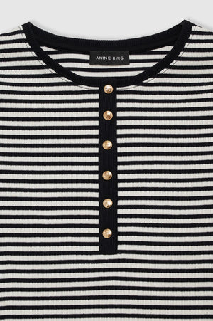 Alessia Tee | Cream and Black Stripe