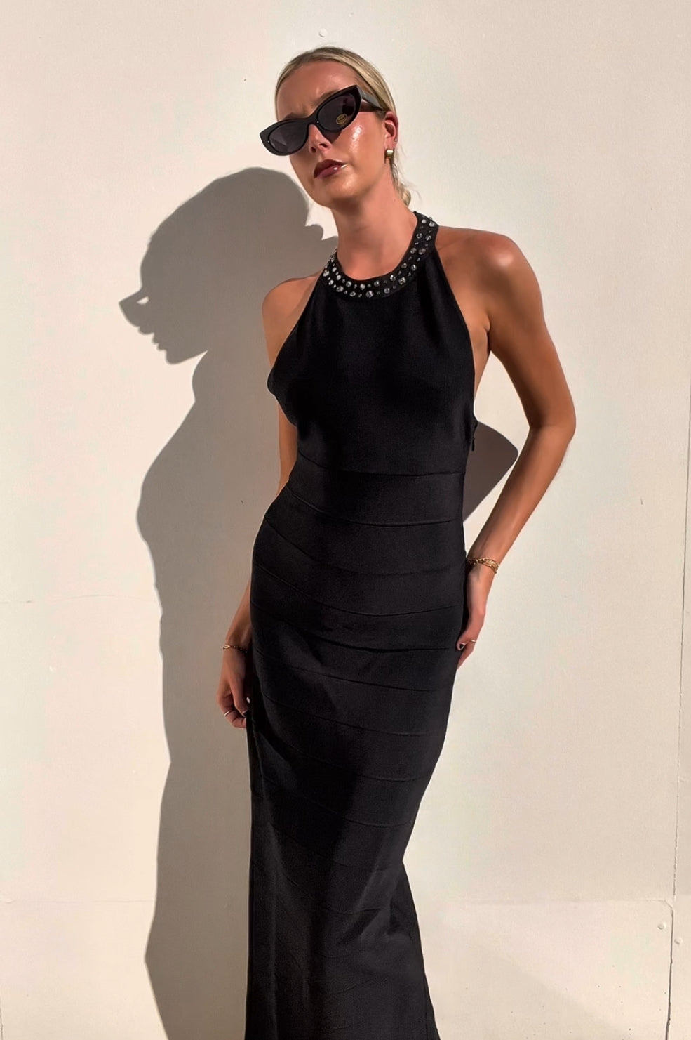 Herve Leger| Swarovski T-Back Bandage Column Dress | AU 10