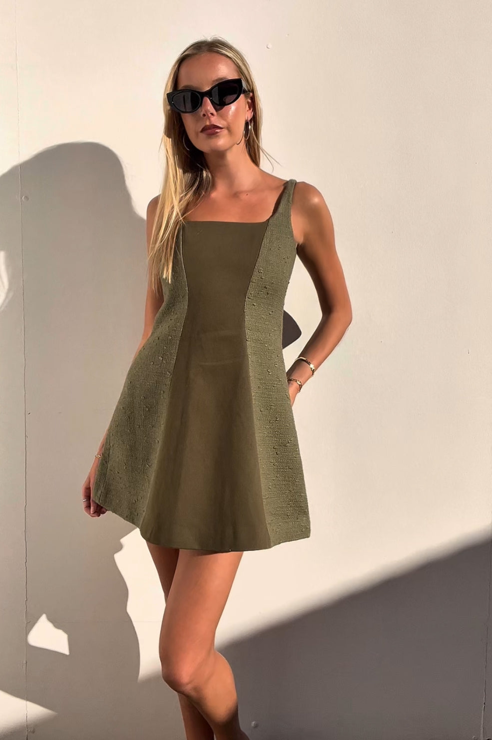 Deering | Khaki Tweed Mini Dress | AU 8