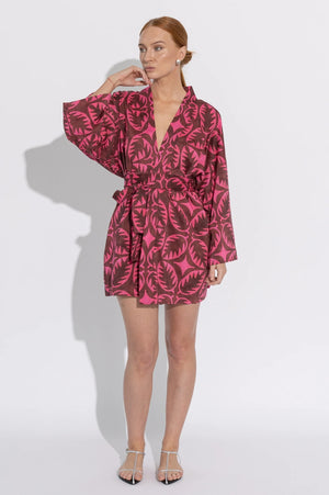 Raya Kimono Dress | Magenta Bloom