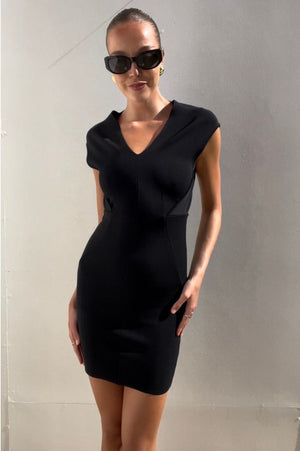 Alexander Wang |V-Neck Black Bodycon Mini Dress | AU 8