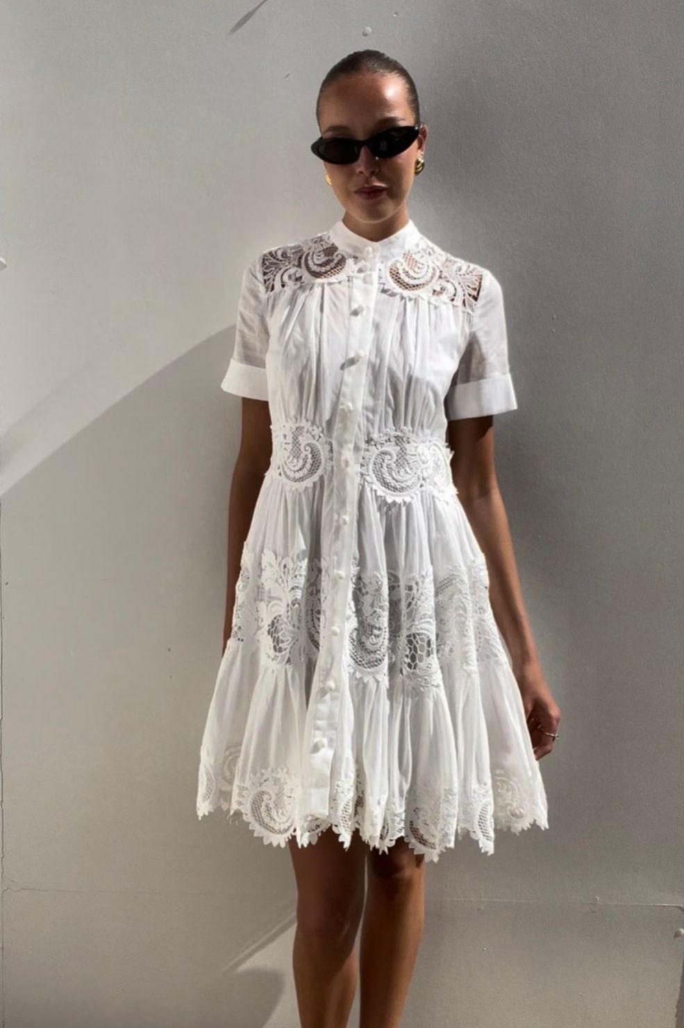 Zimmermann | White Cotton and Lace Dress | AU10