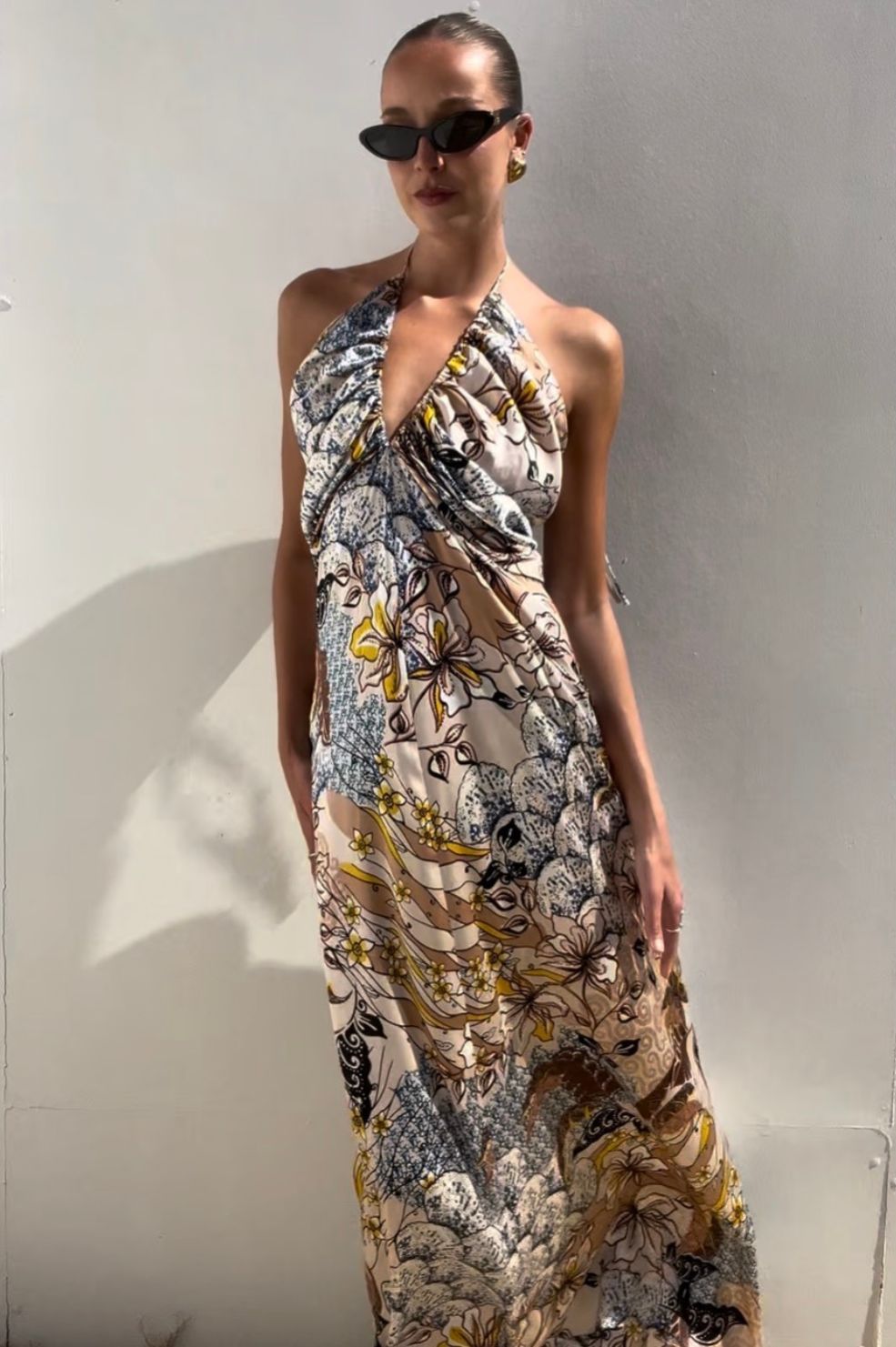 Scanlan Theodore | Printed Silk Halter Dress | AU 10