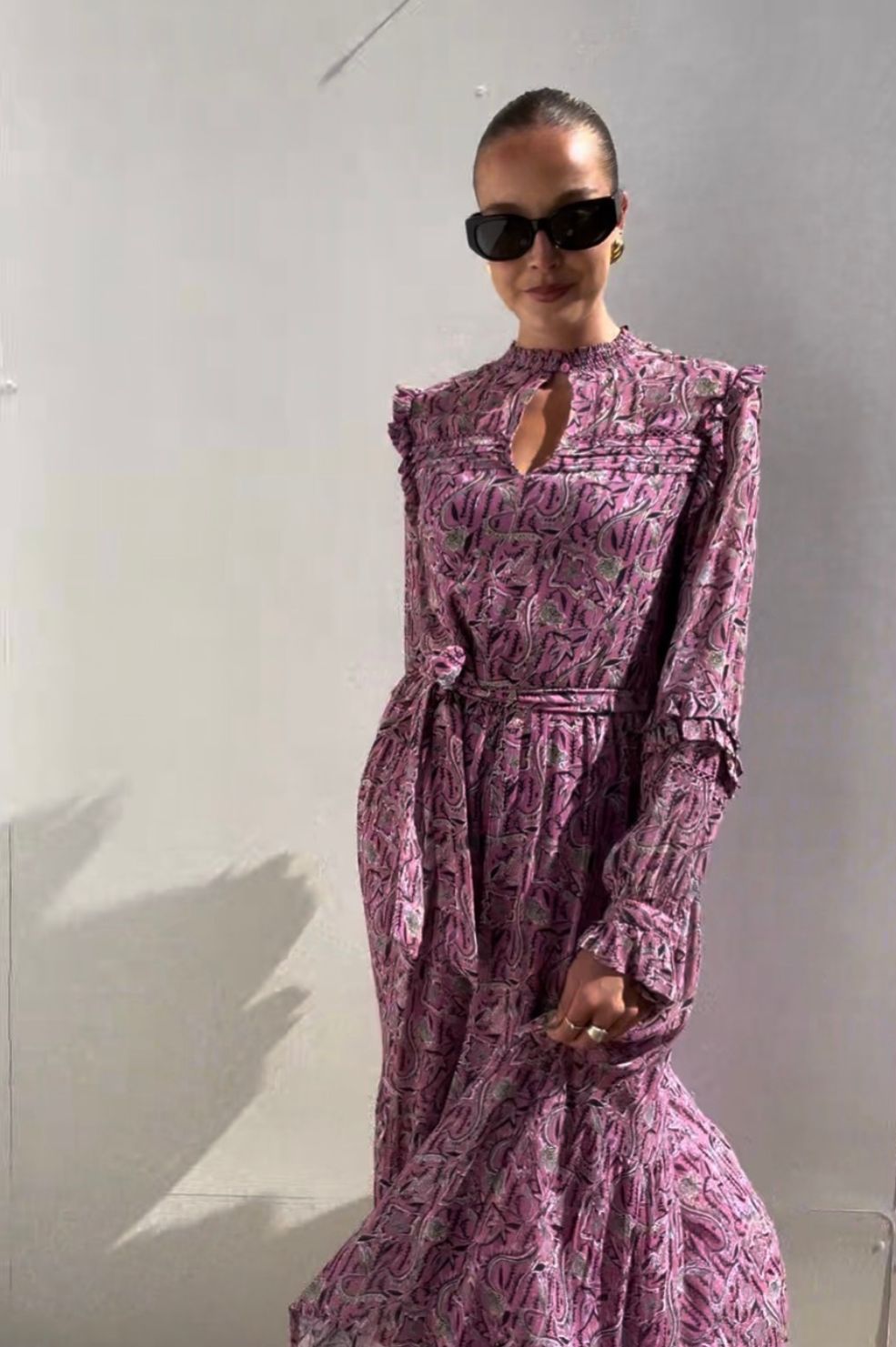 Pom Amsterdam | Flows Maxi Printed Dress Mauve Pink | AU 10