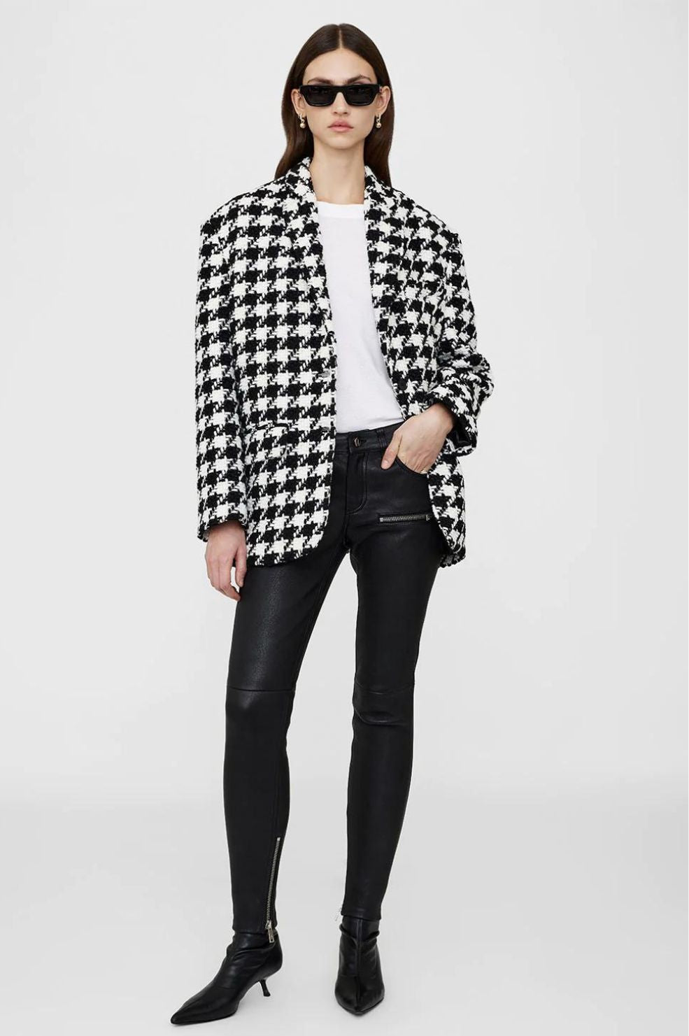 Quinn Blazer | Black and White Houndstooth