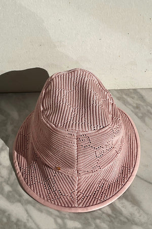 Gucci | Pink Knitted Logo Fedora Bucket Hat | L