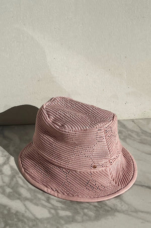 Gucci | Pink Knitted Logo Fedora Bucket Hat | L