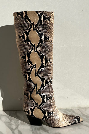 Paris Texas | Snake Effect Leather Knee Boots | 40