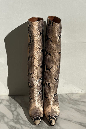 Paris Texas | Snake Effect Leather Knee Boots | 40