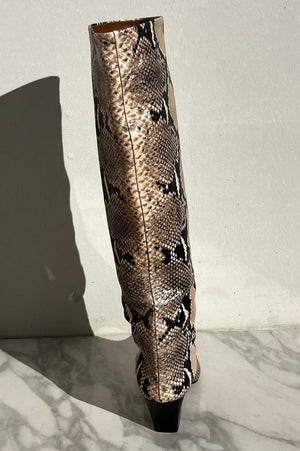 Paris Texas | Snake Effect Leather Knee Boots | 40