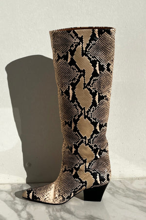 Paris Texas | Snake Effect Leather Knee Boots | 40