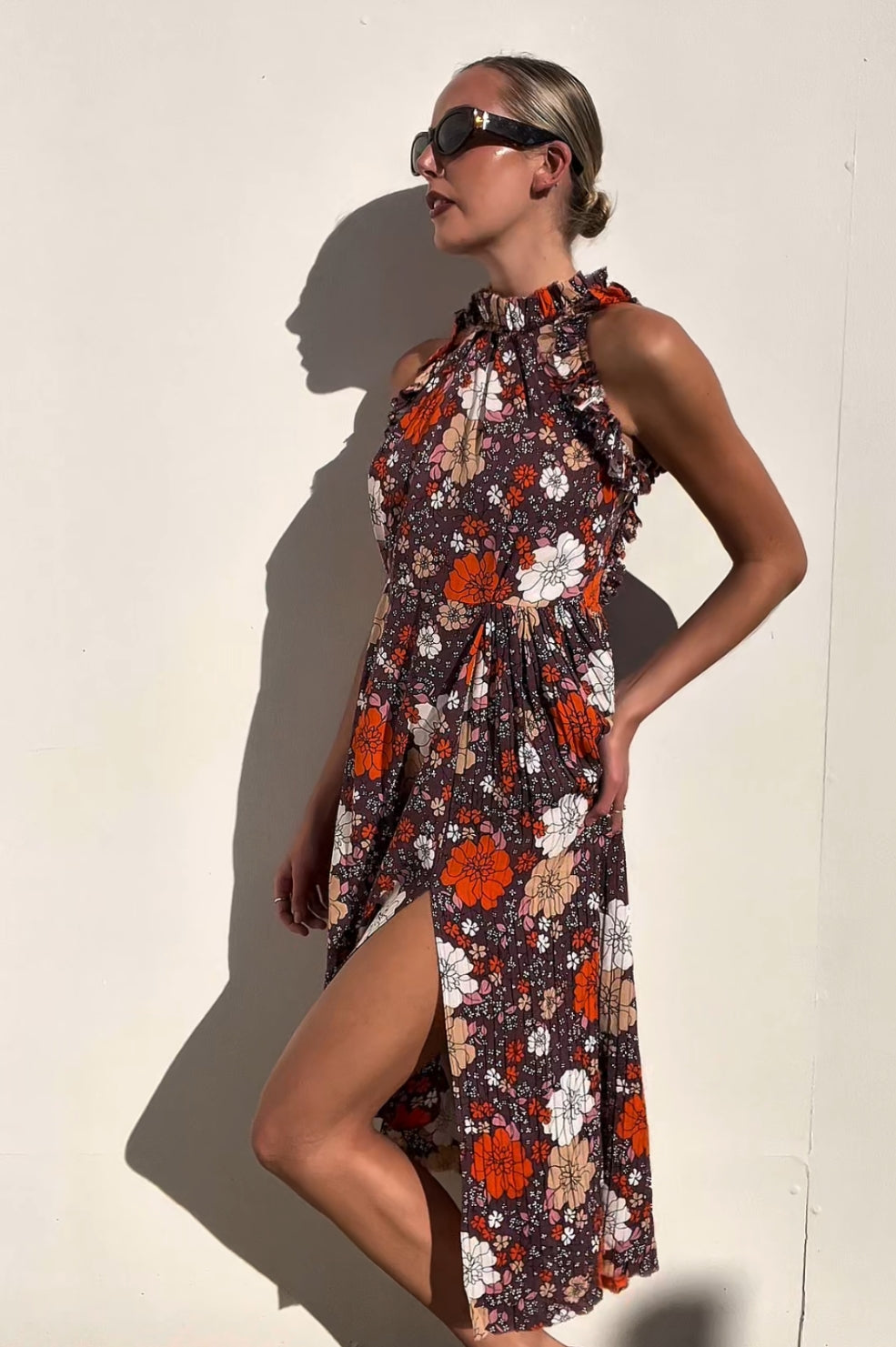 X Magda Butrym | Floral Layered Backless Dress | AU 8
