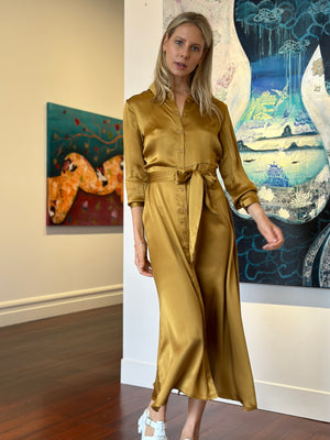 Milan Silk Dress - Gold