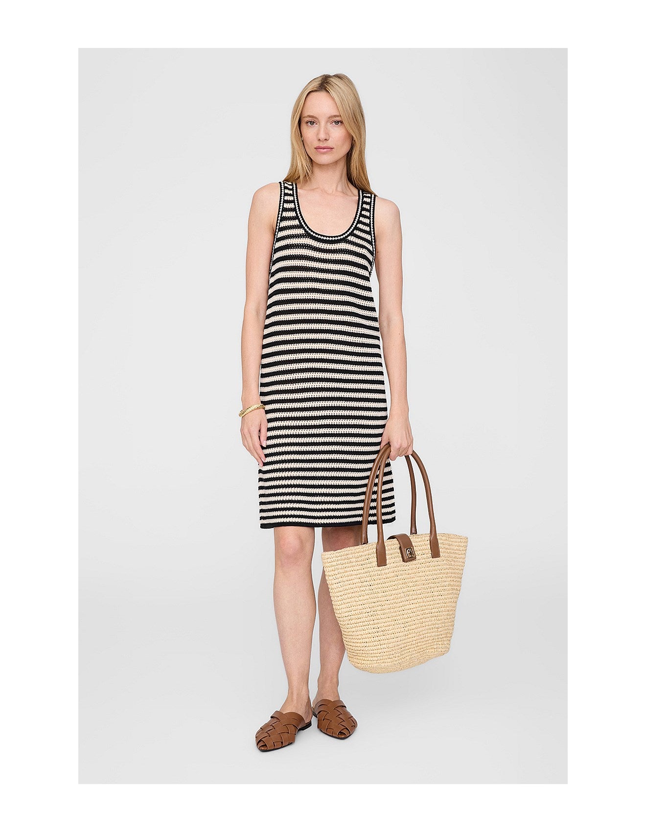 Lou Tote Monogram | Natural With Cognac