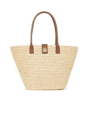 Lou Tote Monogram | Natural With Cognac