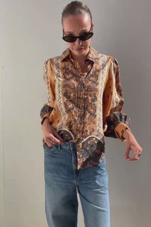 Coco Ribbon | Cinamon Splice Blouse | AU 10