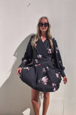 AJE | Gabylon L/S Floral Wrap Dress | AU 8