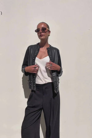 Lanvin | Studded Jacket Black Lamb Leather | AU 8