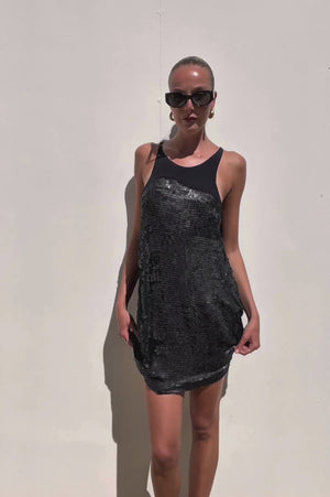 Transit | Black Silk Sequin Dress | AU 10