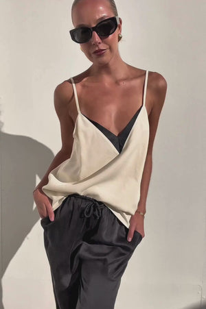 Lanvin | Ivory Camisole with Black Neck Detail | AU 8