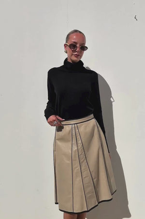 Fendi | Leather Midi Flare Skirt | AU 12