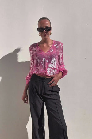 Scanlan Theodore | Pink Shimmer Floral Shirt | AU 8