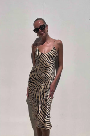 Nili Lotan | Short Cami Dress Tiger Print | AU 10