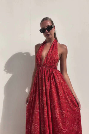 Scanlan Theodore | Cotton Paisley Halter Dress | AU 6