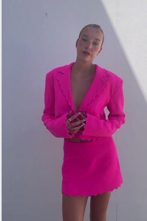 MACH & MACH | Wavy Trimmed Fuchsia Mini Skirt | AU 8