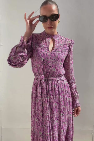 Pom Amsterdam | Flows Maxi Printed Dress Mauve Pink | AU 10