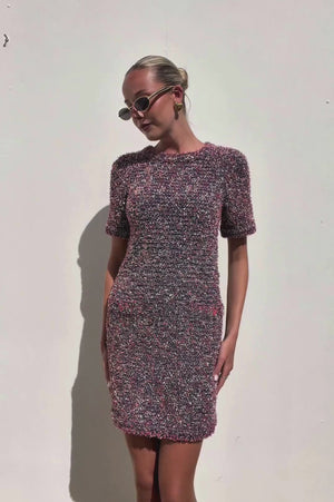 Chanel | Multicolour Tweed Short sleeve Mini Dress | AU 6