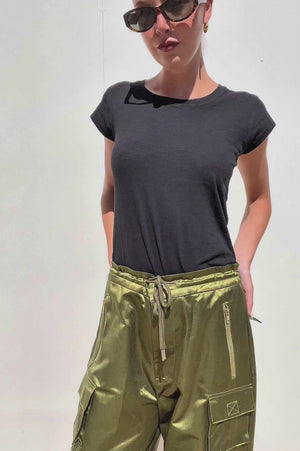 Cynthia Rowley | Satin Cargo Pants Olive | AU 12