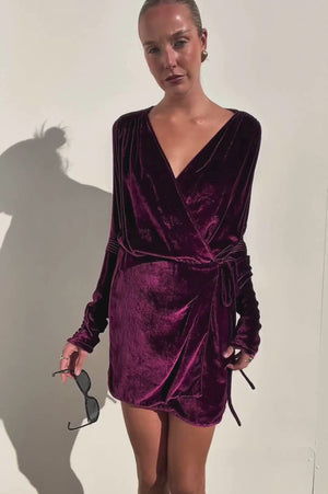 Attico | Purple Velvet Wrap Dress | AU 8