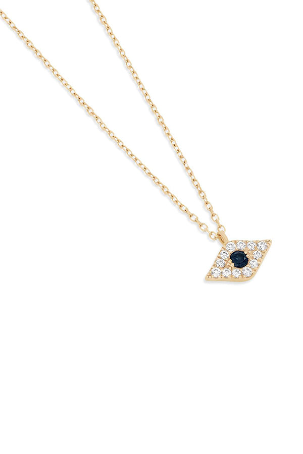 14K Solid Gold Evil Eye Necklace