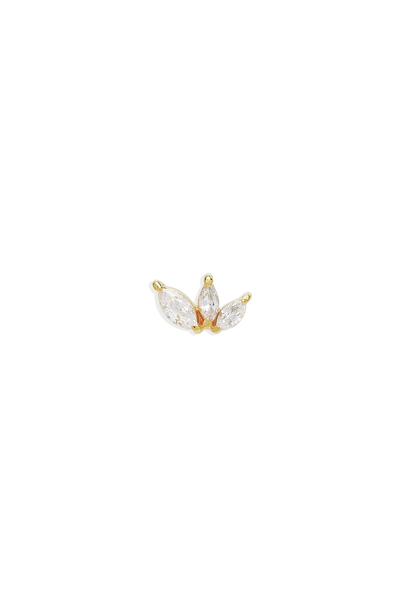 BYC 14K Gold Blooming Lotus Crystal Cartilage Earring