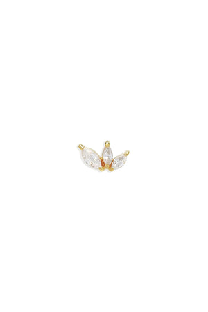 14K Gold Blooming Lotus Crystal Stud Earring
