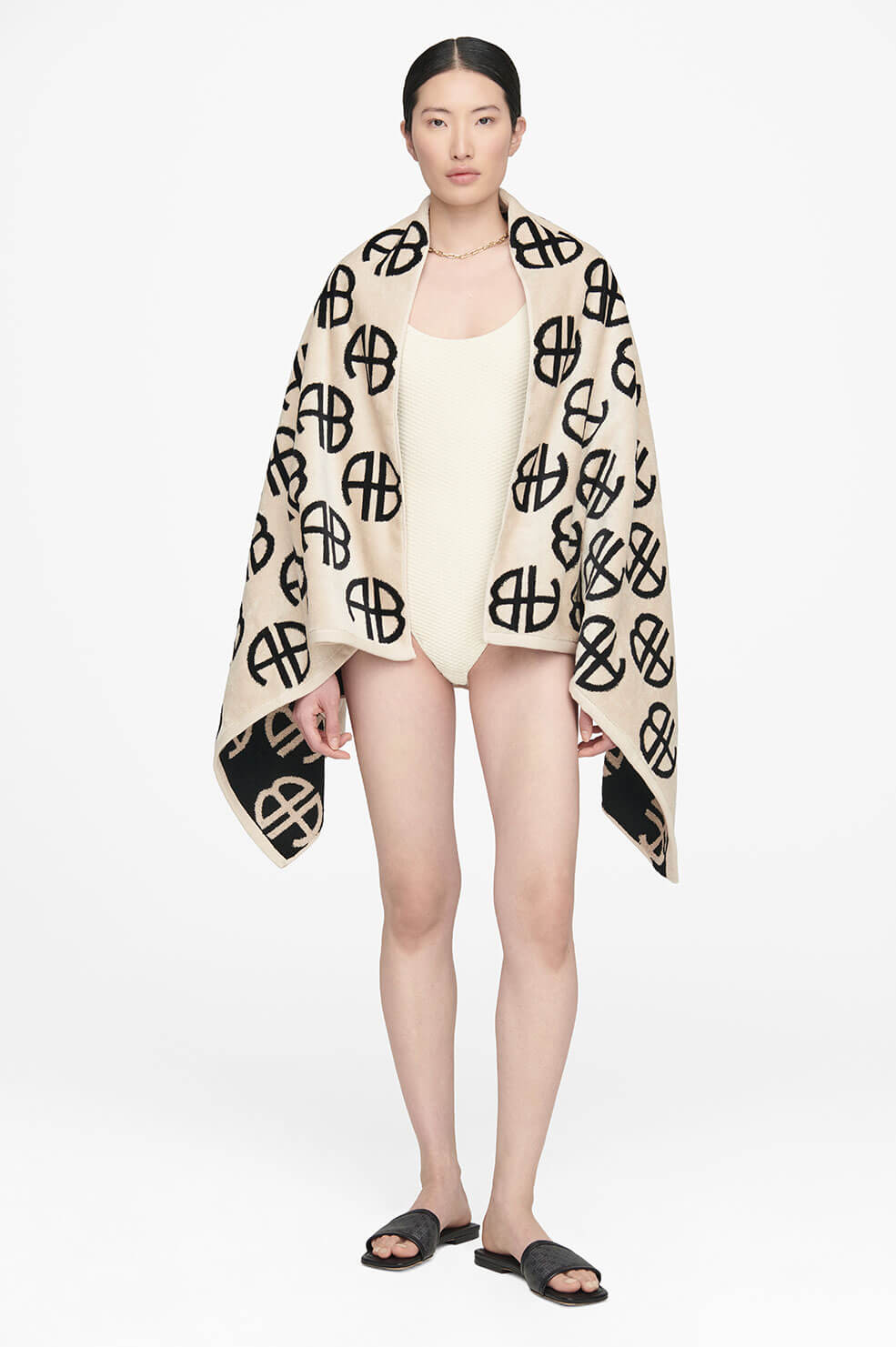 Bahia Towel - Beige Monogram Print