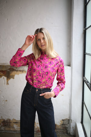 Arabella Cotton Blouse - Fuchsia Terracotta