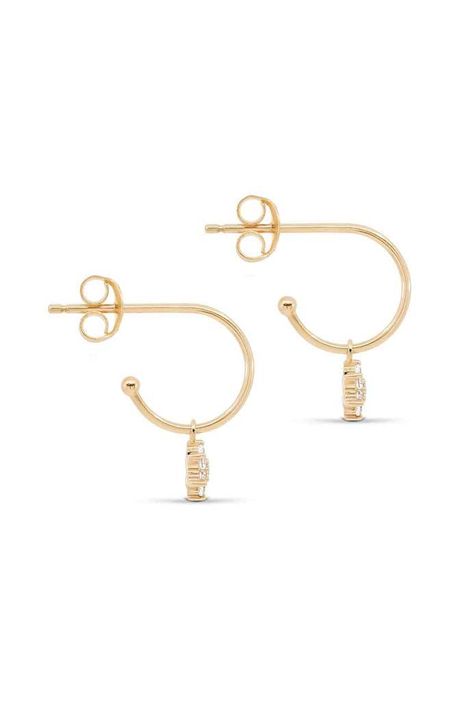 14K Gold Crystal Lotus Flower Hoops