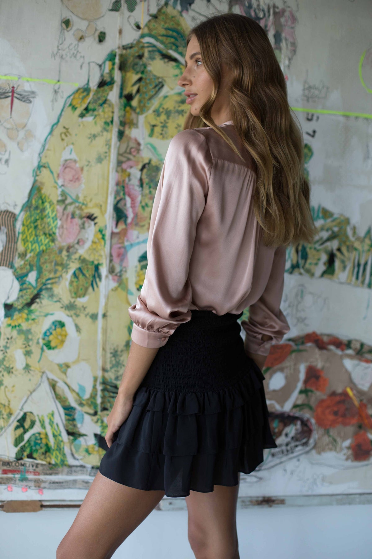 AMA Sloan Silk Mini Skirt | Black