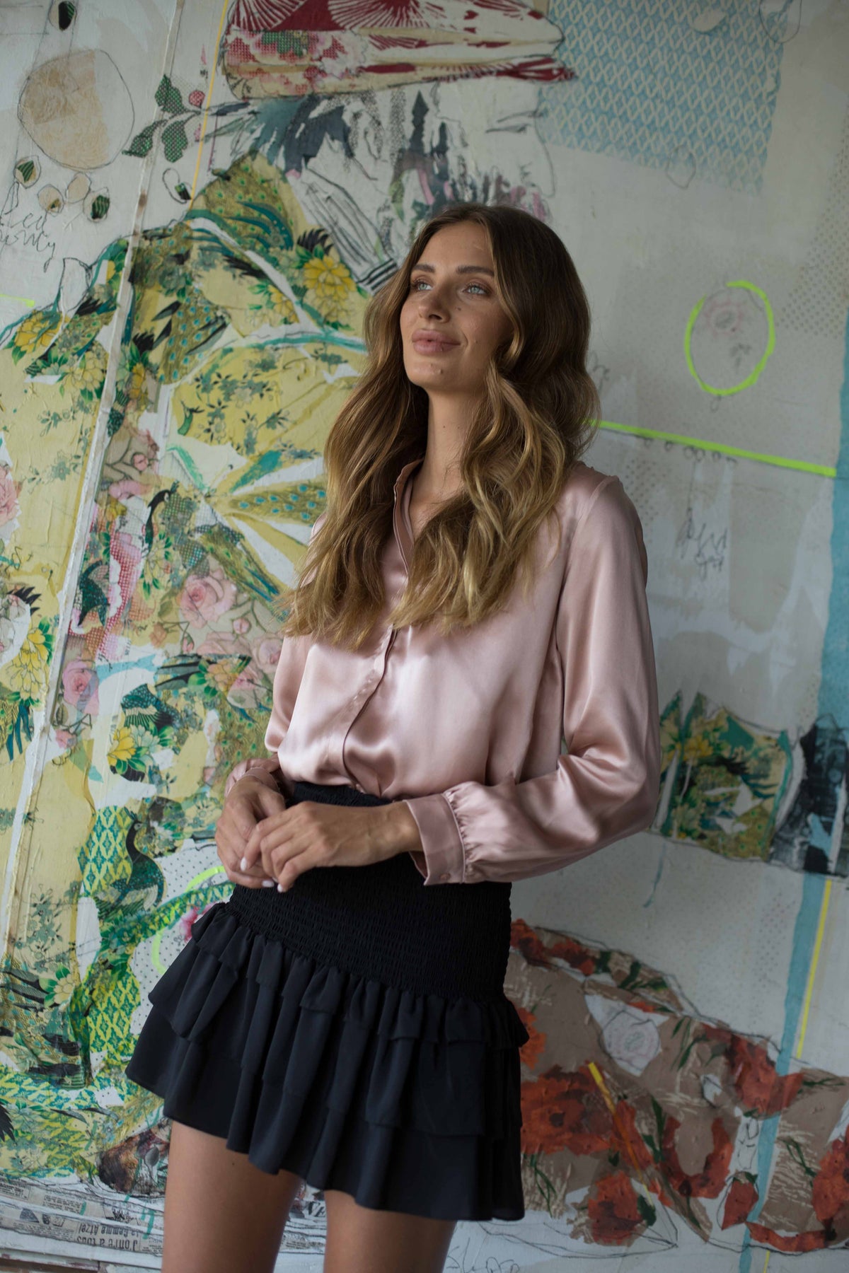 AMA Sloan Silk Mini Skirt | Black