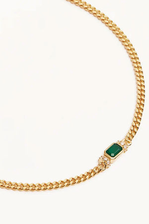 Strength Within Green Onyx & Curb Choker - Gold