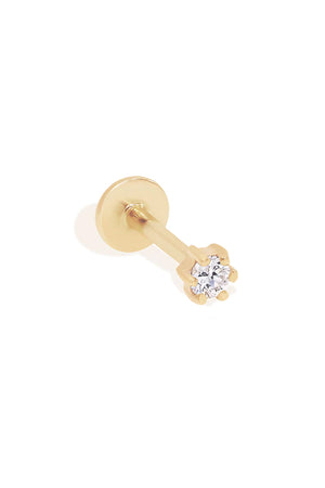 14K Gold Diamond Sweet Droplet Cartilage Flatback Earring
