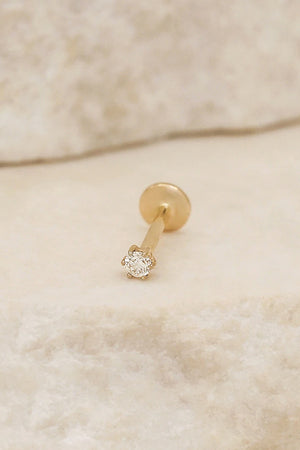 14K Gold Diamond Sweet Droplet Cartilage Flatback Earring